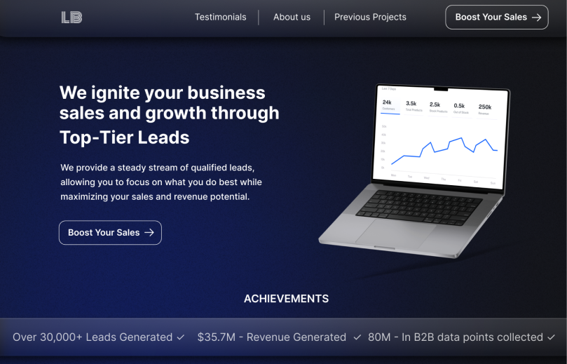 LeadBoost landing page
