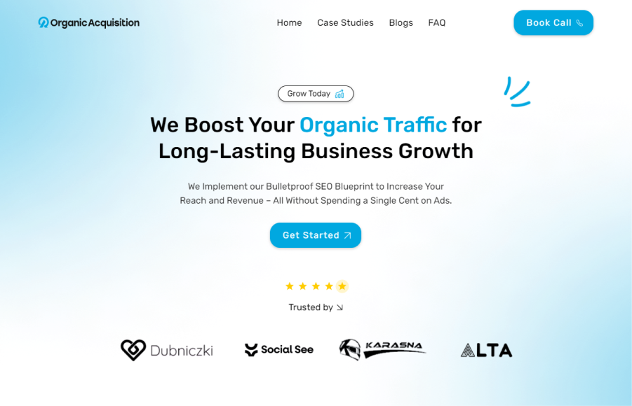 Organic Acquisition landing page